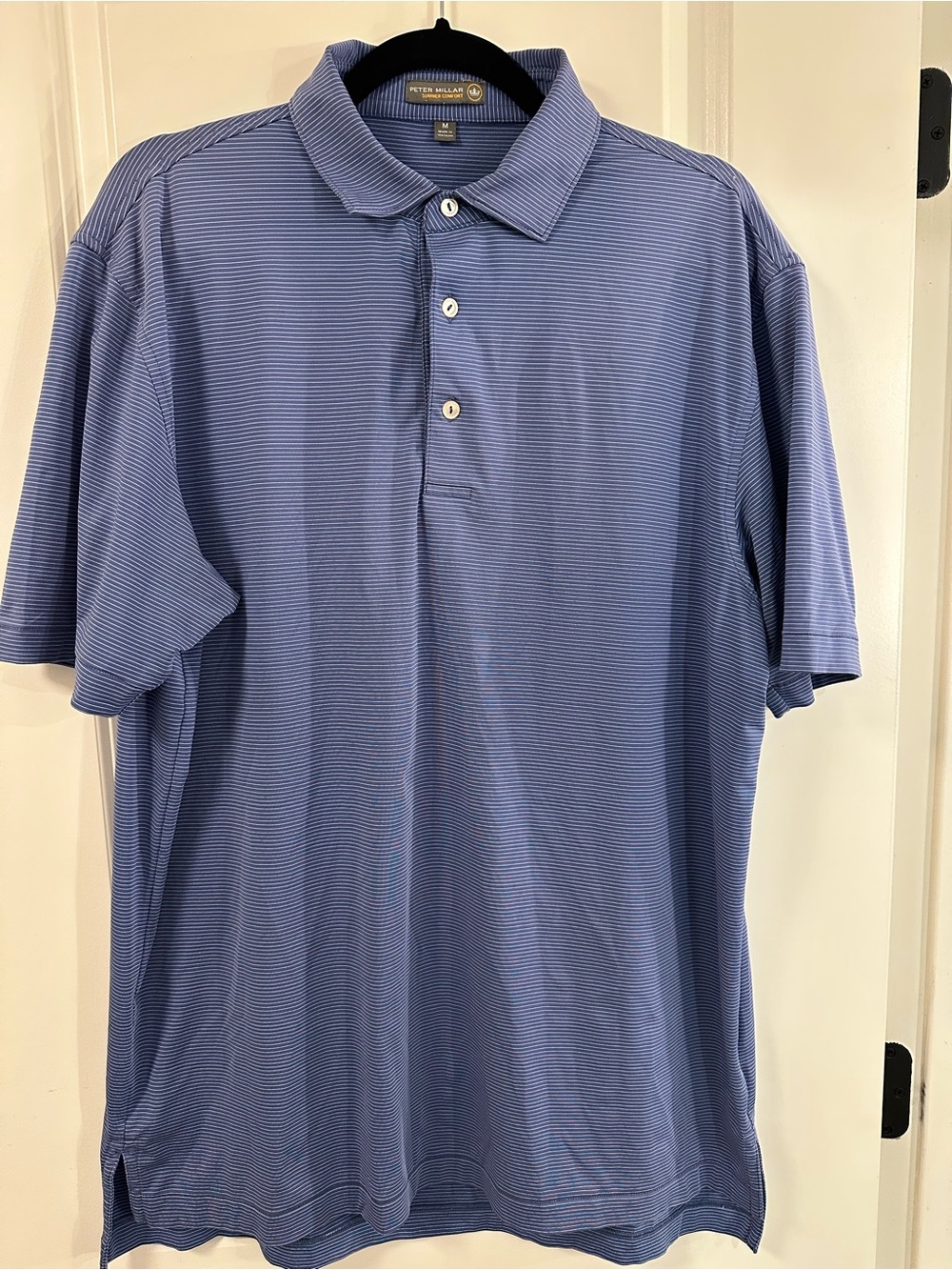 Peter Millar Light Blue Micro-Stripe Polo